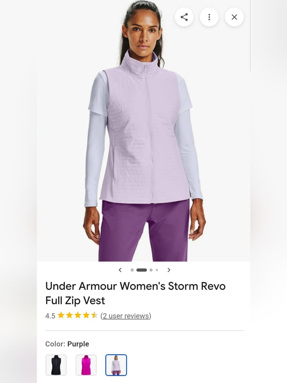 Under Armour Coldgear Women’s Purple Storm Revo Full Zip Vest XXL